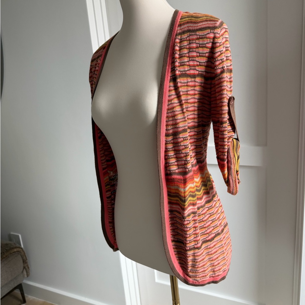 BCBG MaxAzria Striped Multicolor Open-Front Cardigan